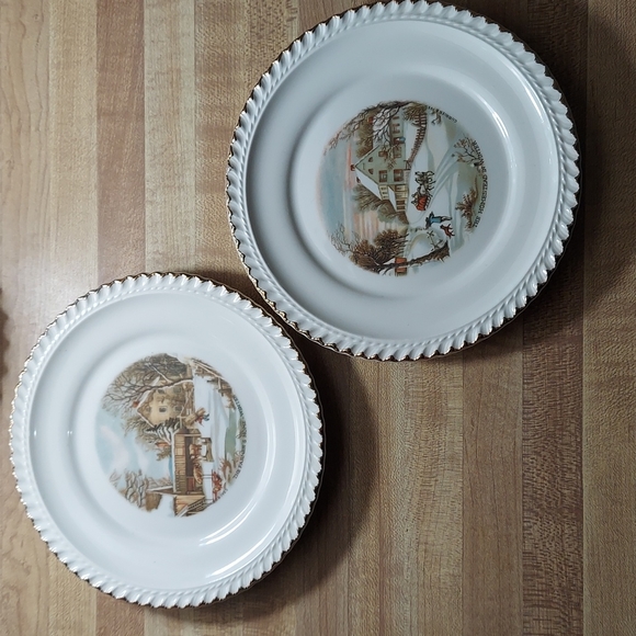 Winter Scene Bread & Butter Plates made by Harkerware with Currier and Ives - Picture 10 of 10